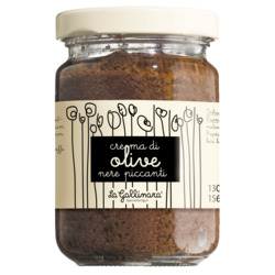 Schwarze Olivencreme mit Peperoncino von La Gallinara, Crema di olive nere piccanti, 130 g