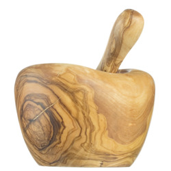 Mörser mit Stößel von Olio Roi, aus Olivenholz, ca. 12 cm