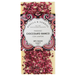 Weiße Schokolade mit Himbeeren von Boella + Sorrisi, Cioccolato bianco con lamponi, 28% Kakao, 100 g