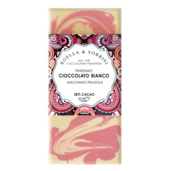 Weiße Schokolade mit Erdbeergeschmack von Boella + Sorrisi, Cioccolato bianco macchiato fragola, 28% Kakao, 100 g