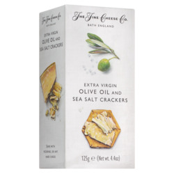 Cracker mit nativem Olivenöl extra und Meersalz von The Fine Cheese Company, Extra Virgin Olive Oil and Sea Salt Crackers, 125 g