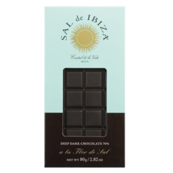 Schokolade mit Fleur de Sel von Sal de Ibiza, Zartbitter 70 %, 80 g