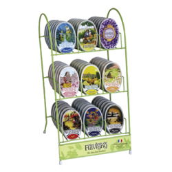 Metalldisplay Les Anis de Flavigny von Les Anis de Flavigny, Verkaufsständer für 54 Dosen, 21 x 18,5 x 39 cm