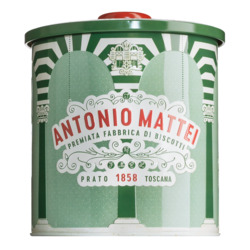 Biscotti di Prato alle mandorle von Mattei, Mandelgebäck in runder Blechdose, 500 g