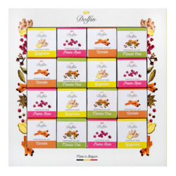 Geschenkbox Carré 48 ,Epices‘ von Dolfin, 48 Napolitains mit edlen Gewürzen, 4 Geschmacksrichtungen, 216 g