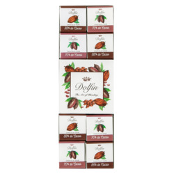Geschenkbox Carré 24 ,Ebène‘ von Dolfin, 24 Napolitains, Zartbitterschokolade 70% und 88%, 108 g