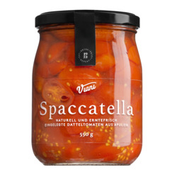 Halbierte Datteltomaten ,Spaccatella' von Viani, Im eigenen Saft, 550 g