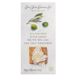 Cracker mit extra nativem Olivenöl und Meersalz, glutenfrei von The Fine Cheese Company, Extra Virgin Olive Oil and Sea Salt Crackersi, 100 g