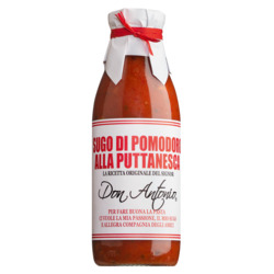 Tomatensugo mit Kapern, Rosinen und Pinienkernen von Don Antonio, Sugo alla Puttanesca, 480 ml