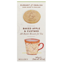 Butterkekse mit Bratapfel & Vanillecreme von Miller's, Elegant & English Biscuits Baked Apple & Custard, 140 g