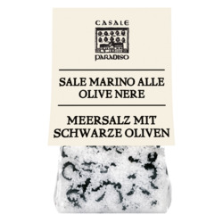 Sale Marino alle olive nere von Casale Paradiso, Meersalz mit schwarzen Oliven, 200 g