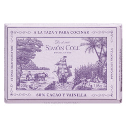 Zartbittere Trinkschokolade mit Vanille von Simón Coll, Piedra 60% Vainilla, 200 g