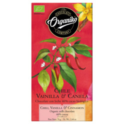 Vollmilchschokolade mit Chilli, Vanille und Zimt, Bio